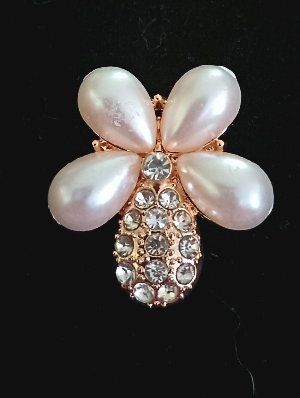 Shoe Charm Pearl/Rhinestone Teardrop Flower